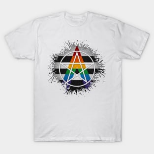 Paint Splatter LGBT Ally Pride Pentacle Symbol T-Shirt